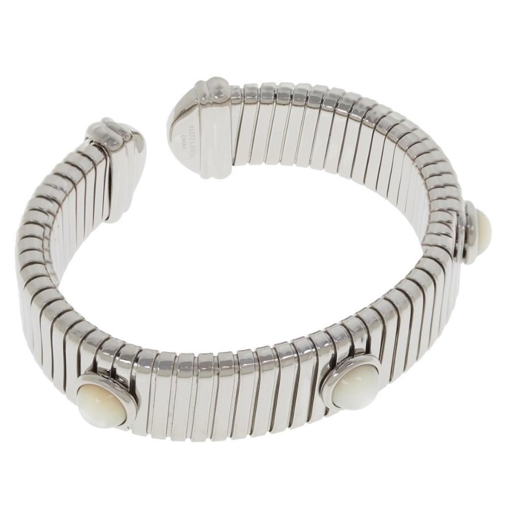 Colleen Lopez Stainless Steel Pearl Tubogas Cuff 6-3/4"